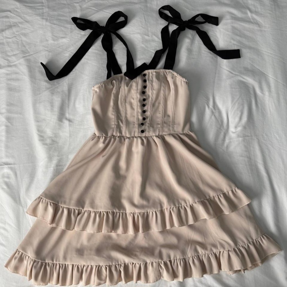 SHEIN Teen Girls Tie Shoulder Ruffle Hem Cami Dress Size XS